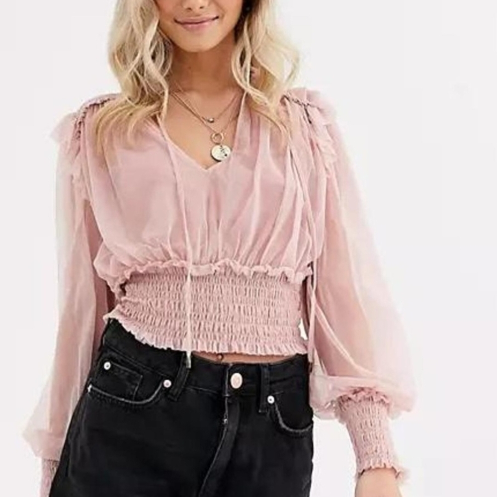FP Movement💎 by Free People Light Pink Smocked Blouse